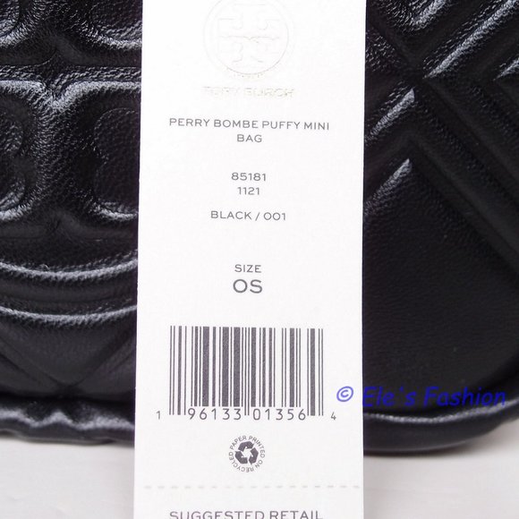 ❤️ NWT Tory Burch Perry Bombe Mini Puffy Leather Crossbody Bag BLACK Authentic - Picture 13 of 14